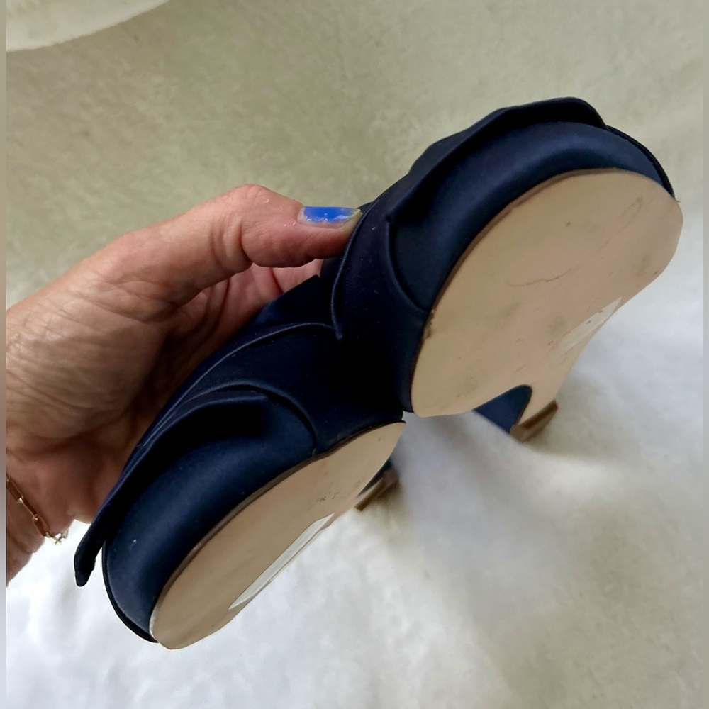 J. Crew Collection Blue Size 8 Mules Satin Wedges Slip On Heel Shoes - Picture 8 of 14